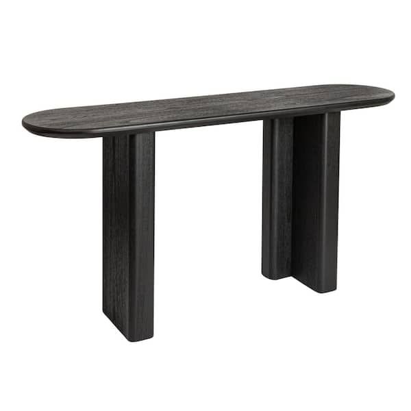 Storied Home 63 In. Black Rectangle Asymmetrical Firwood And Sycamore ... pertaining to Comparing Firwood vs Other Woods for Console Table Construction