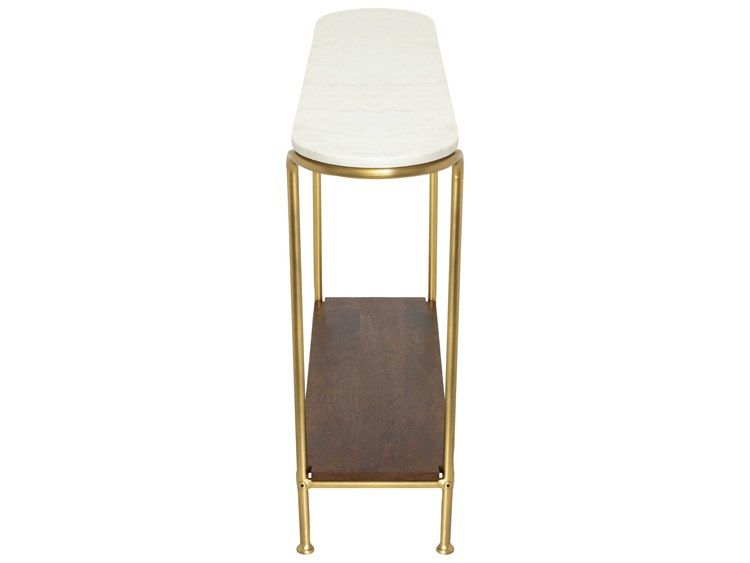 Surya Nicola Oval Marble White Brown Gold Console Table | Syncl100 with Surya Nicola Ncl-100 Console Table, White/Brown/Gold