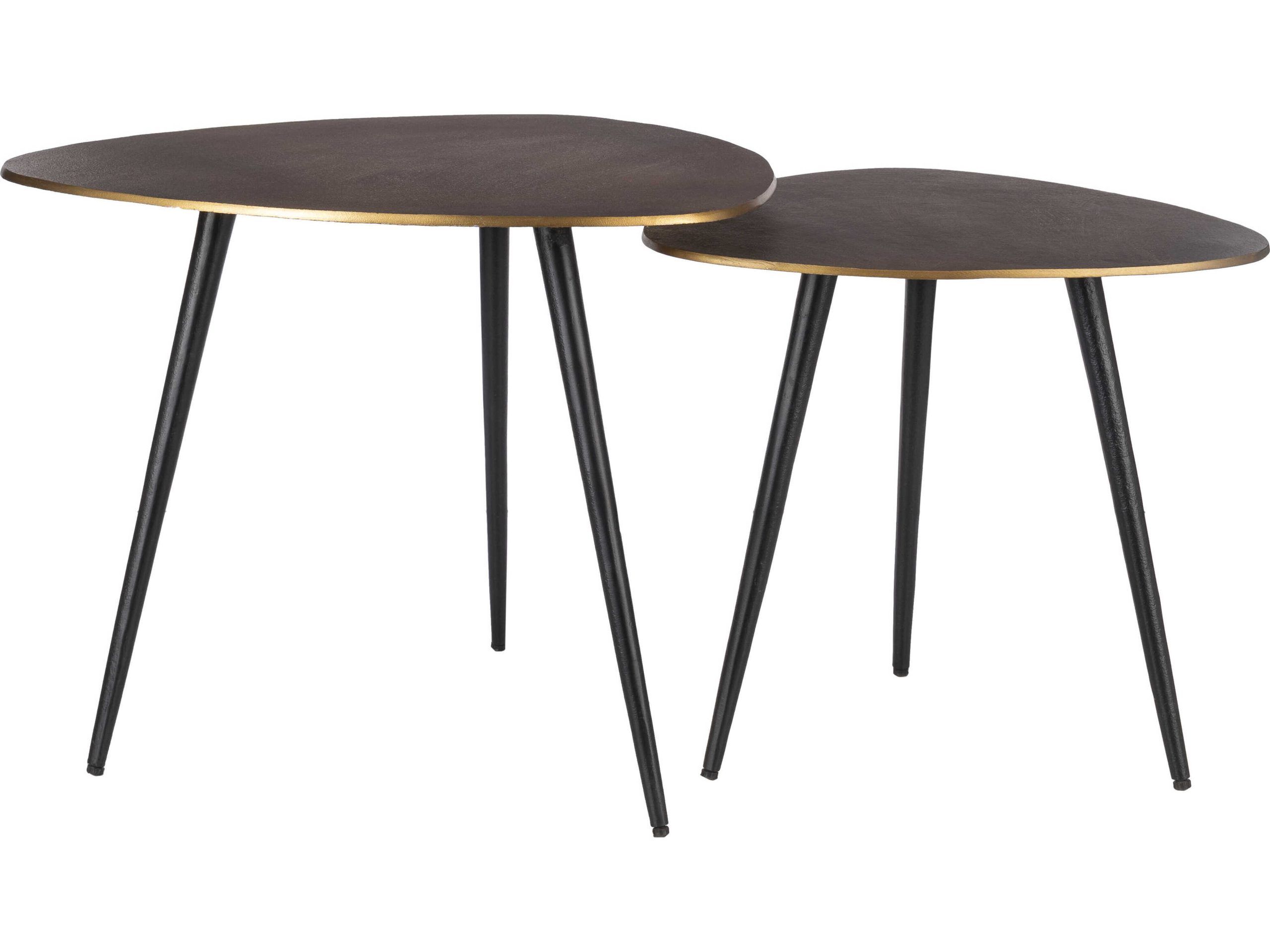 Surya Sauska Metal Gold Black End Table | Sysak001Set in Surya Sauska Sak-001 Nesting Table Set, Gold/Black