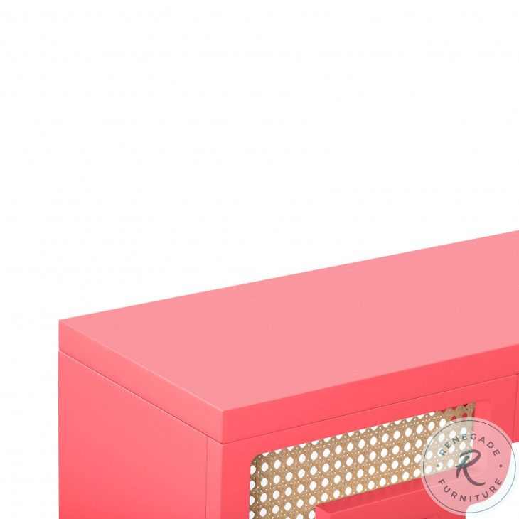 Suzie Coral Pink And Rattan Console Table From Tov | Coleman Furniture inside Suzie Coral Pink &amp;amp; Rattan Console Table