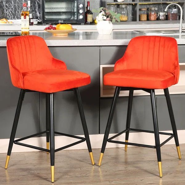 Sybrina Modern Velvet Bar Stools Set Of 2, Counter Height Bar Chairs ... for Beyond the Diner Understanding the Appeal of Velvet Bar Stools