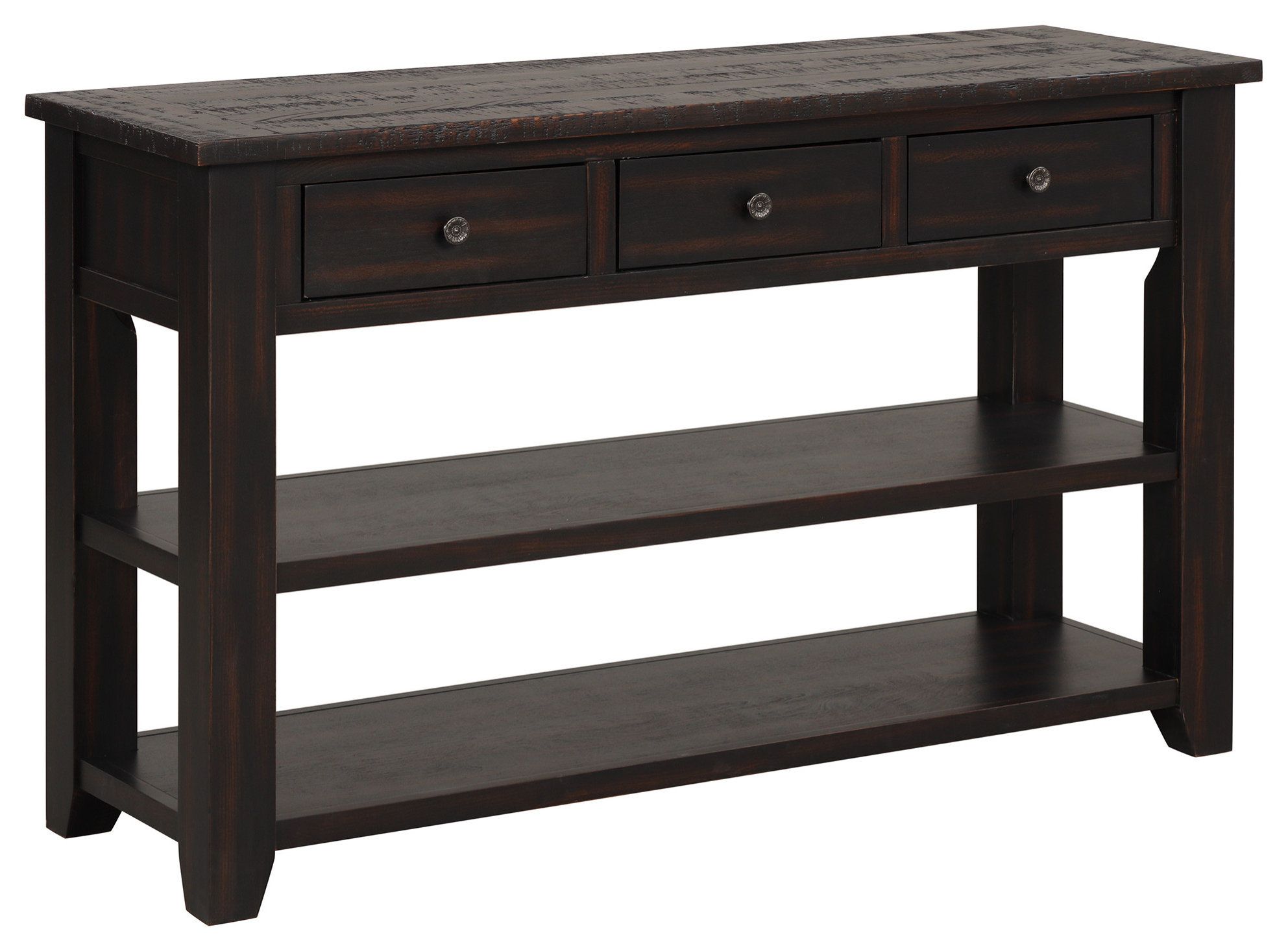 Tateus 48" Solid Pine Wood Console Table With Storage Drawers ... intended for Tateus Retro Senior Console Table For Hallway Living Room Bedroom, Black