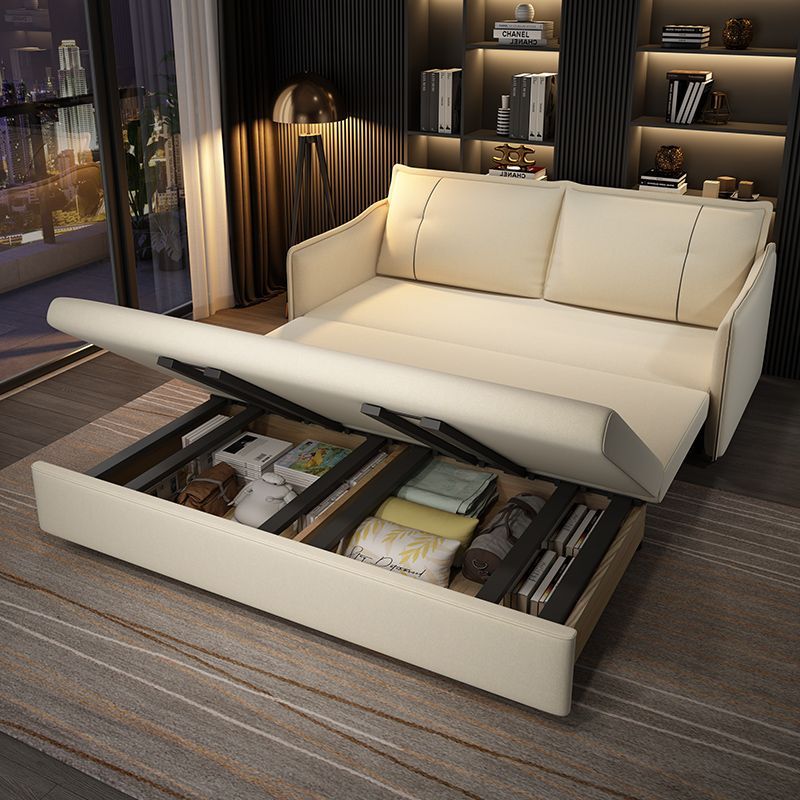 Technology Cloth Sofa Bed Multifunctional Foldable Double Small ... pertaining to Technology Cloth Sofa Bed, Technical Fabric Milky White 38.1Х37Х27"