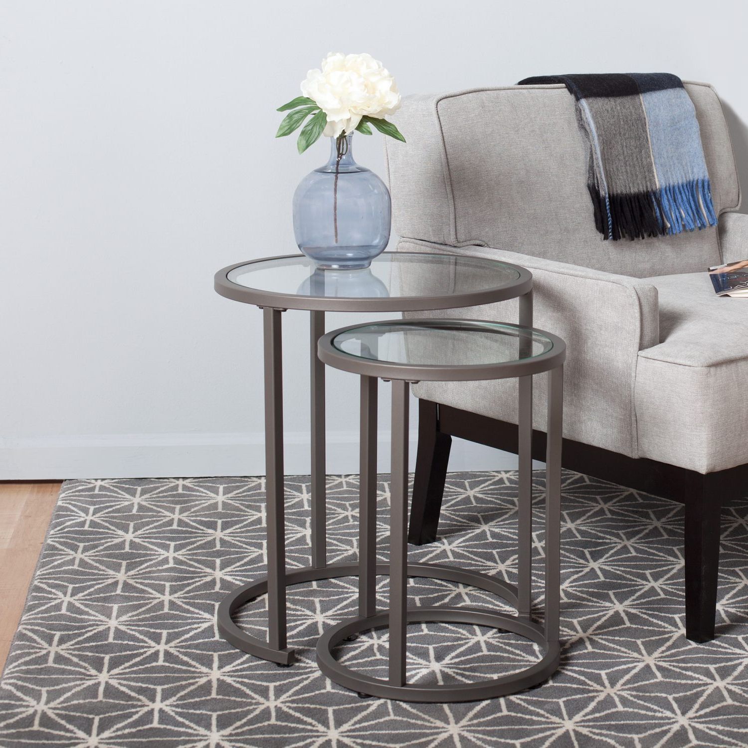 The 15 Best Collection Of Glass And Pewter Rectangular Desks for Elevating Your Space with Camber Modern Glass Nesting Tables