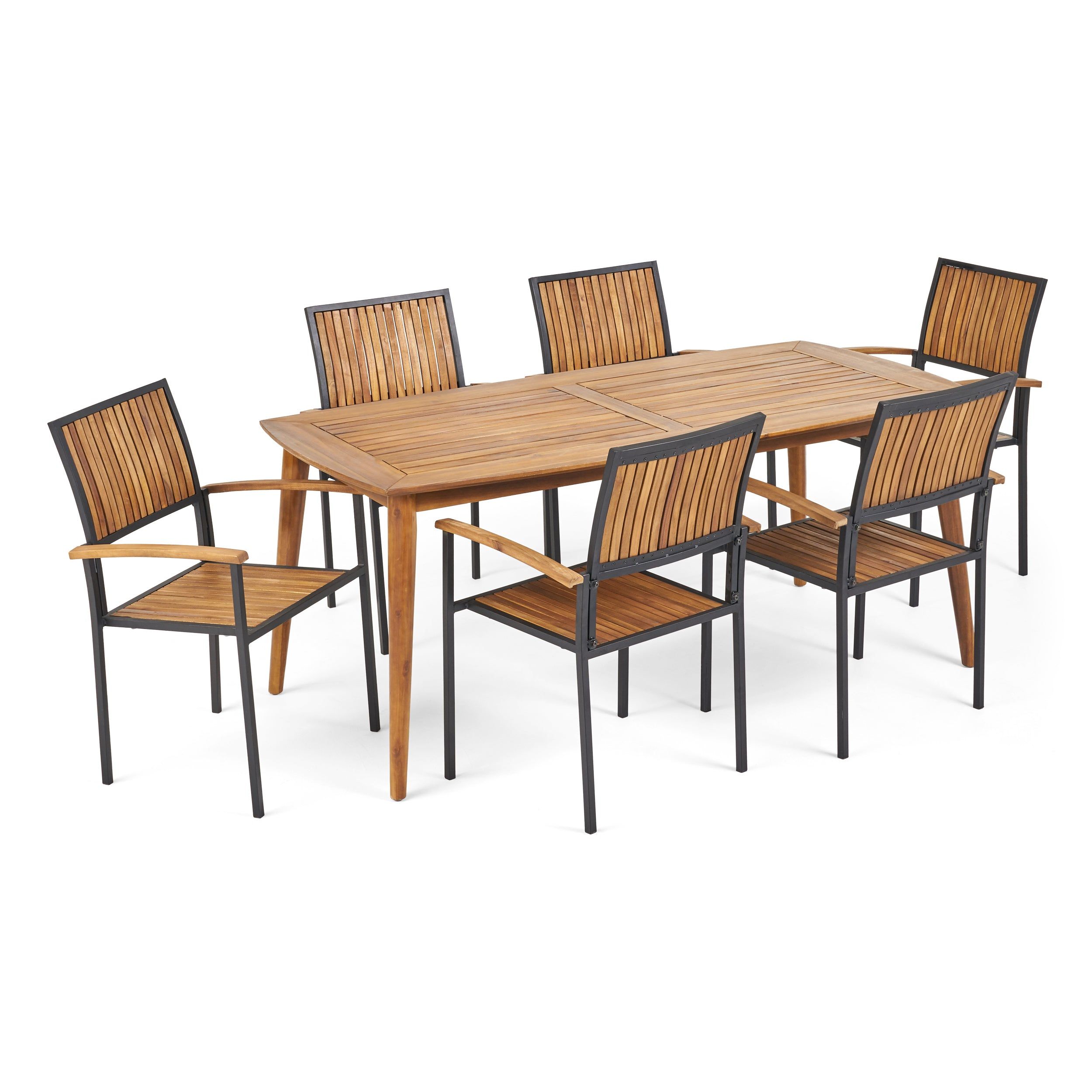 Theresa Outdoor 6 Seater Acacia Wood Dining Set - Finest Quality ... within Teresa Outdoor 6-Seater Acacia Wood Expandable Dining Set, Sandblast Natural Stain/Beige