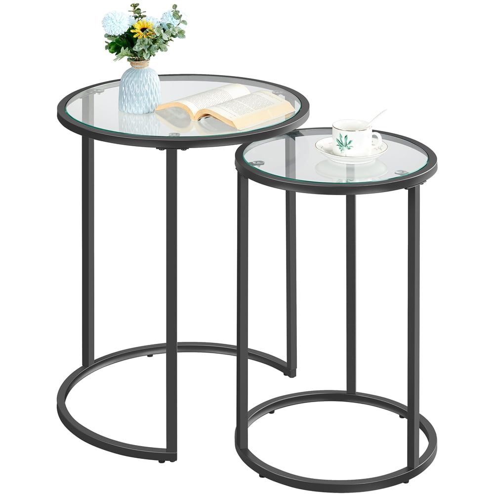 Topeakmart 2-Piece Round Nesting End Table Set With Metal Frame And ... for Creating Flow and Functionality With Black Nesting Tables in Your Home