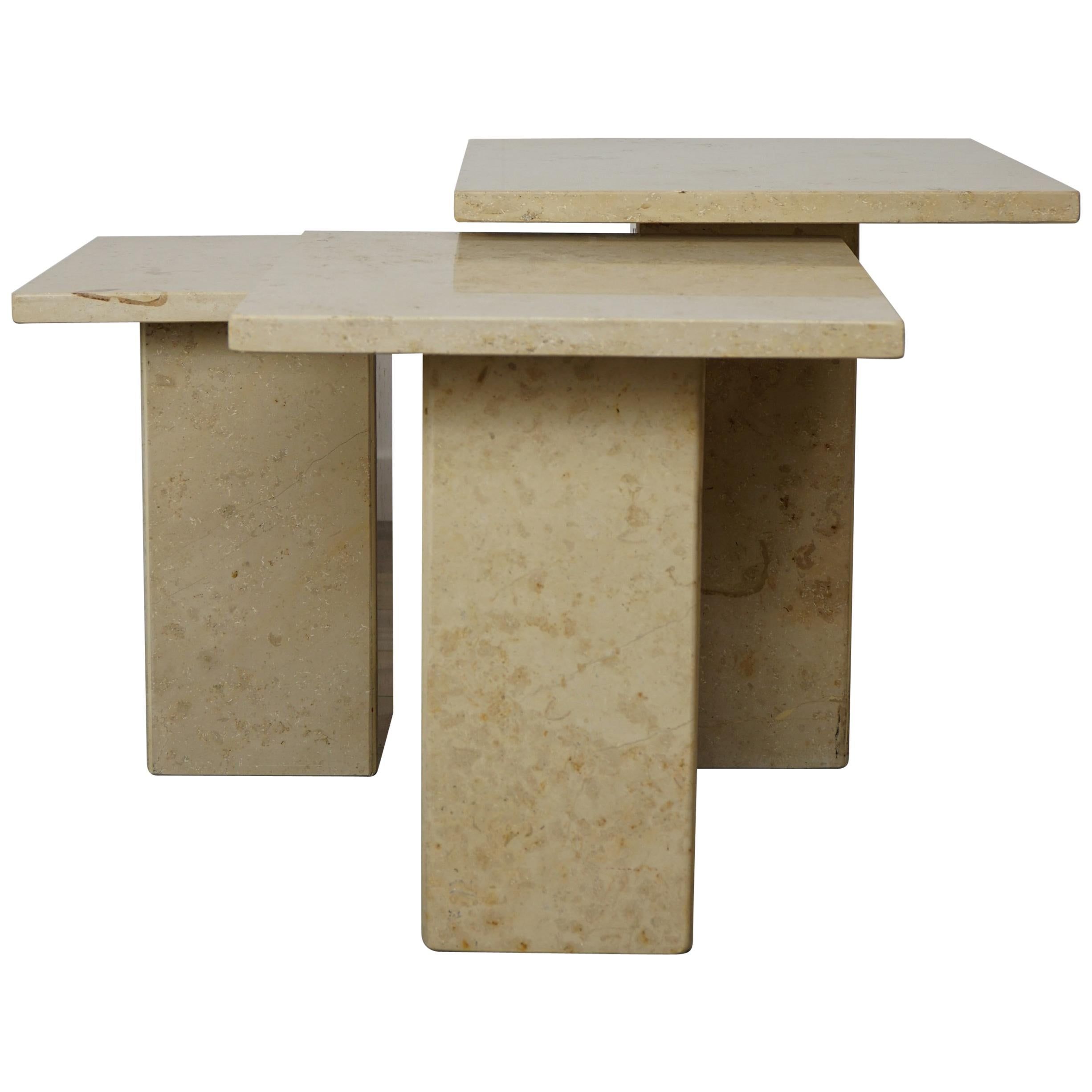 Travertine Marble Side Table At 1Stdibs in Studio London 2-Piece Modern Faux Stone Side Table Set, Travertine & Onyx Finish