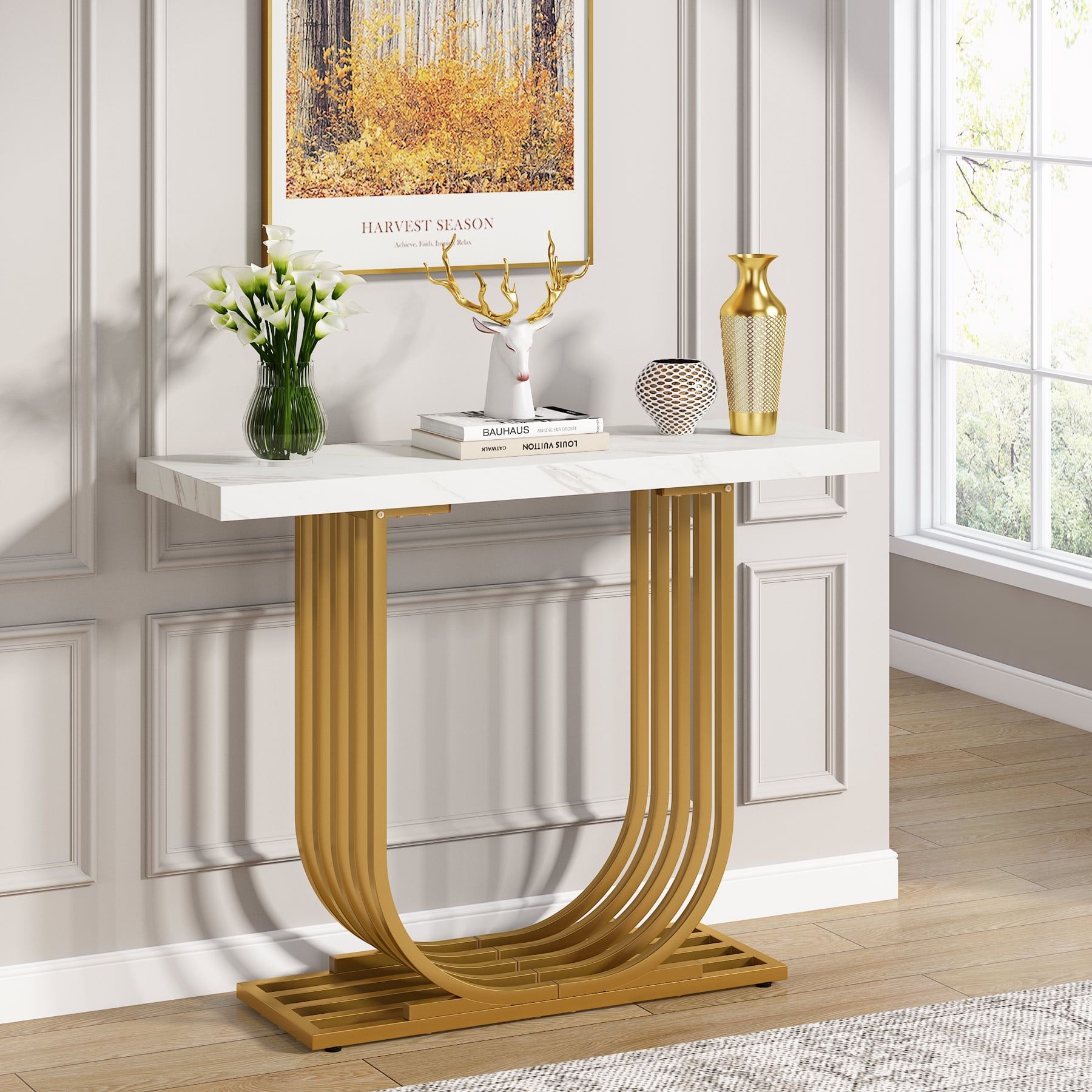 Tribesigns Modern Console Table, 40 Inch Modern Faux Marble Entryway ... with Creating Visual Balance Through Contemporary Table Design Principles