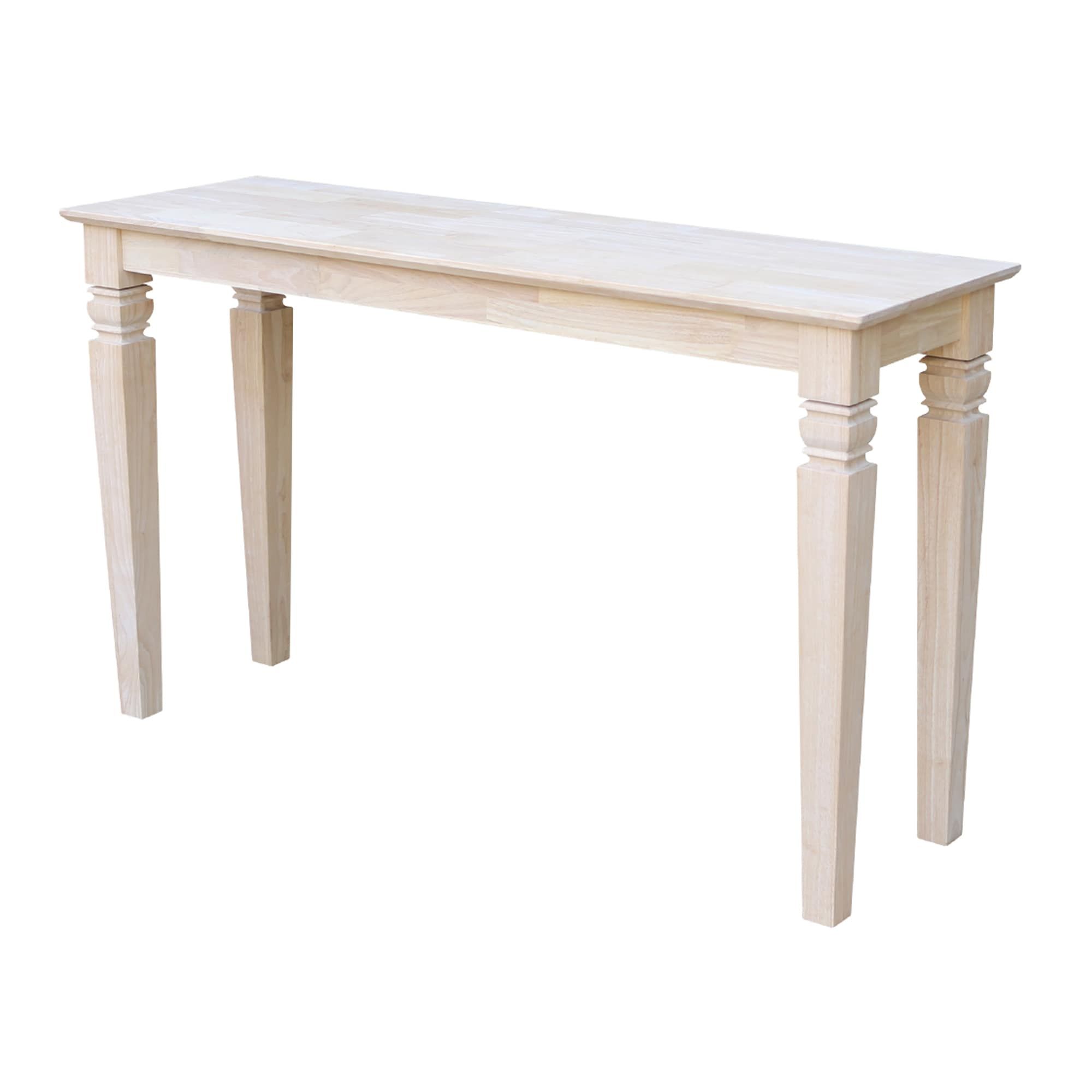 Unfinished Solid Parawood Hampton Sofa Console Table | Baci Living Room pertaining to Vista Console Sofa Table Unfinished