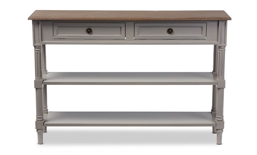 Up To 34% Off On Edouard White Wash Distressed... | Groupon Goods pertaining to Unpacking the Charm of the Fani Two-Tone 2-Drawer Console Table