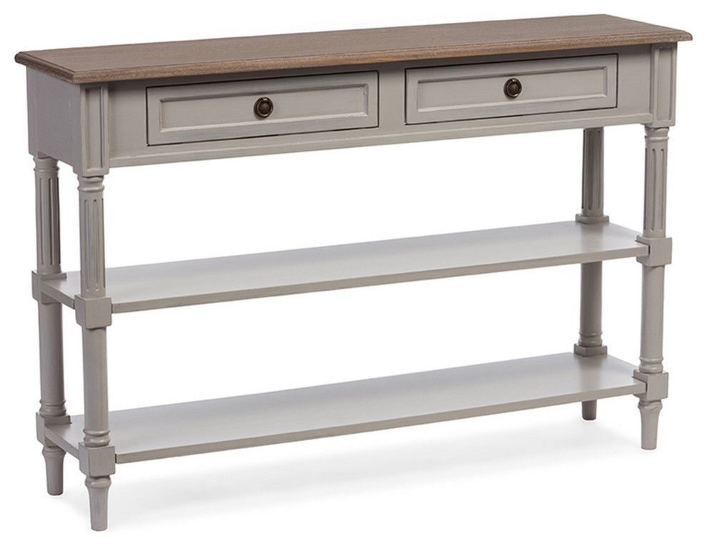 Urban Designs Edouard White Wash Distressed Two-Tone 2-Drawer Console ... pertaining to Unpacking the Charm of the Fani Two-Tone 2-Drawer Console Table