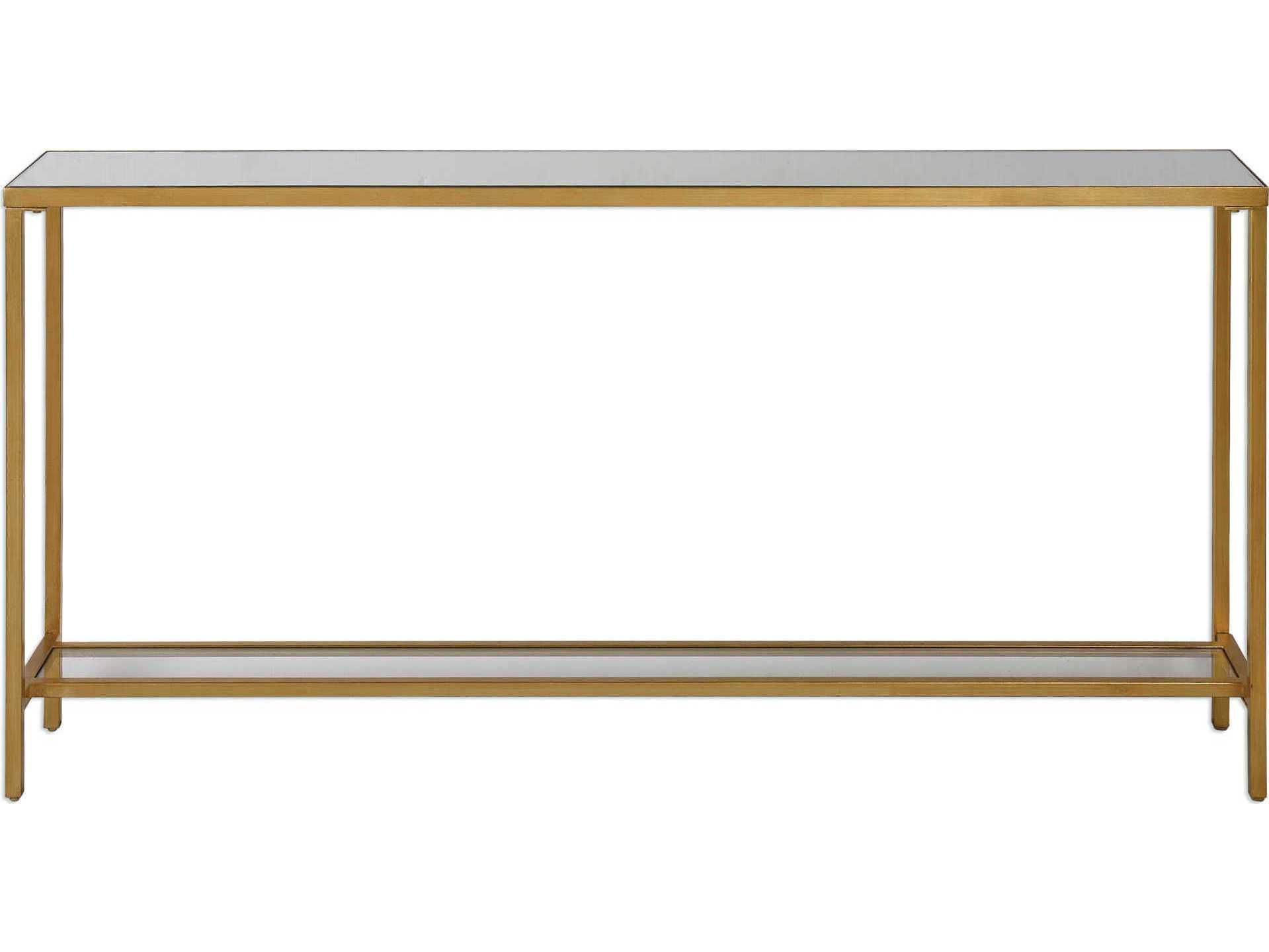 Uttermost Hayley Rectangular Glass Antique Gold Leaf Console Table | Ut24685 throughout Uttermost 24685 Hayley - 60 Inch Console Table