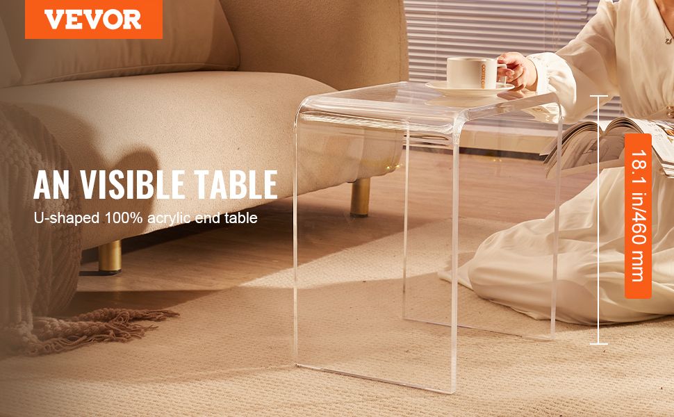 Vevor Acrylic End Table, 2 Pcs C-Shaped Lucite Side Tables, Clear ... within Choosing the Right Transparent Side Table for Your Home Office or Living Area