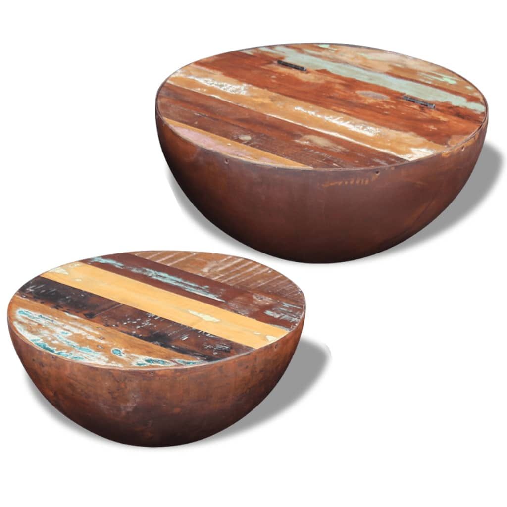 Vidaxl Coffee Table Set 2 Piece Bowl-Shaped End Table Solid Wood ... in Design considerations for multicolor reclaimed wood furniture