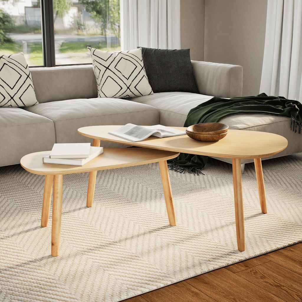 Vidaxl Coffee Table Set 2 Pieces Solid Pinewood Brown | Vidaxl.com inside Understanding the Design Benefits of the vidaXL Brown Coffee Table Set