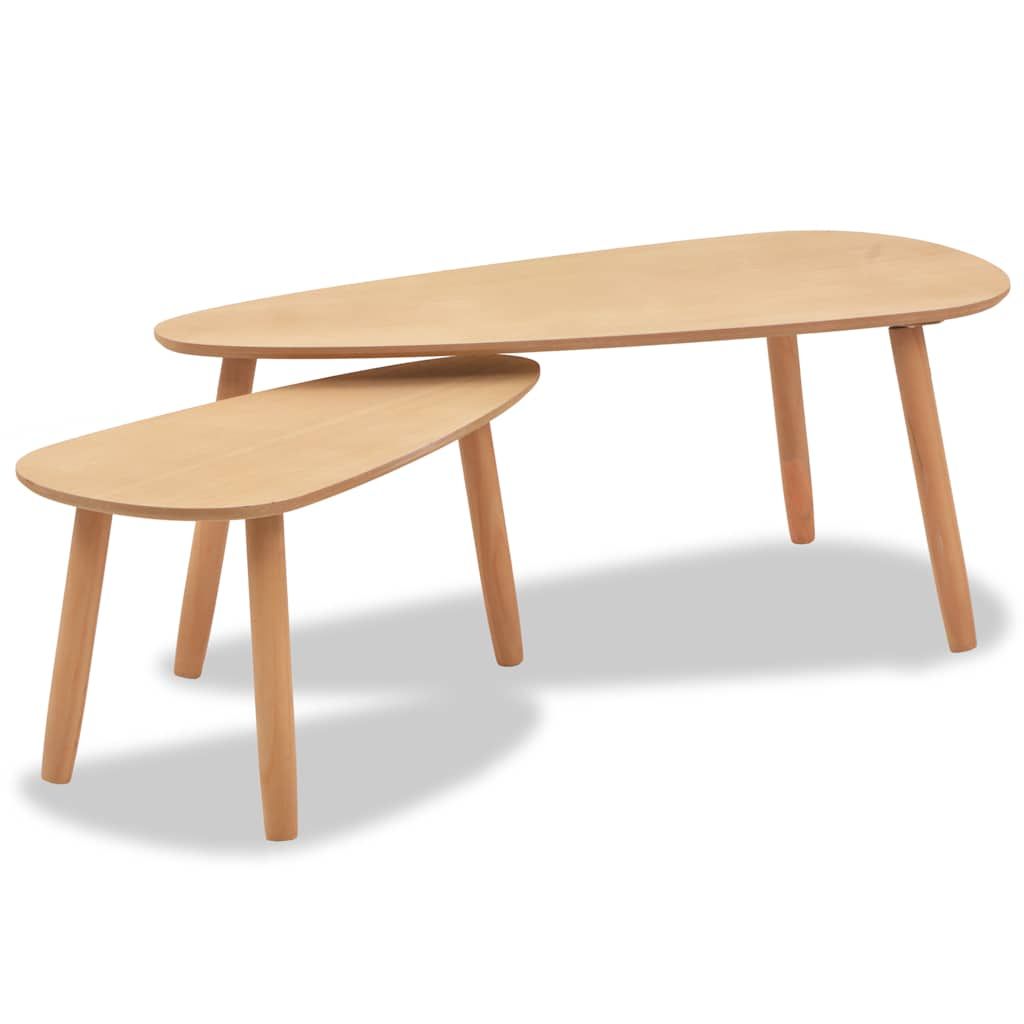 Vidaxl Coffee Table Set 2 Pieces Solid Pinewood Brown | Vidaxl.com regarding Vidaxl Coffee Table Set Of 2 Brown