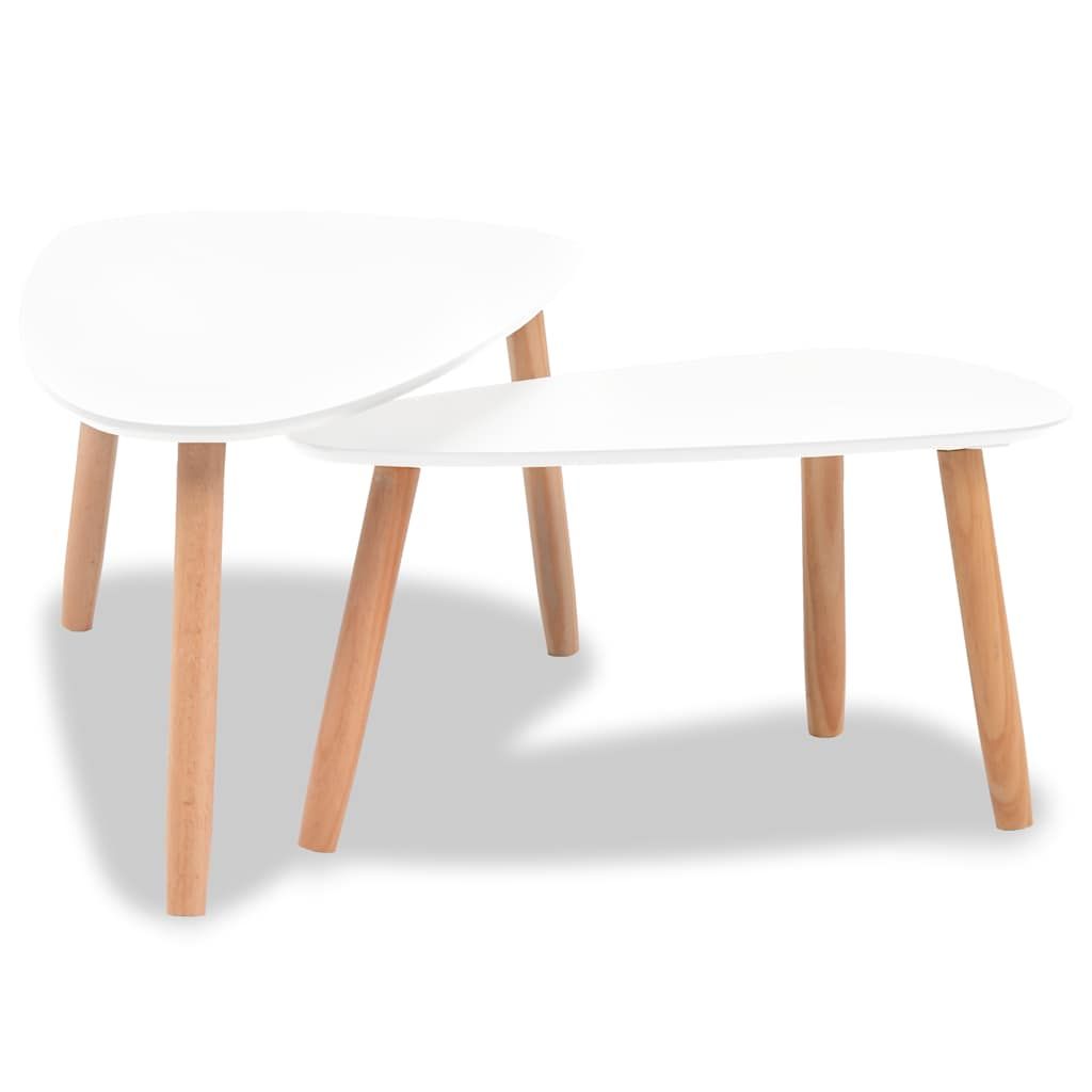 Vidaxl Coffee Table Set 2 Pieces Solid Pinewood White | Vidaxl.com inside Vidaxl Coffee Table Set Of 2 Brown