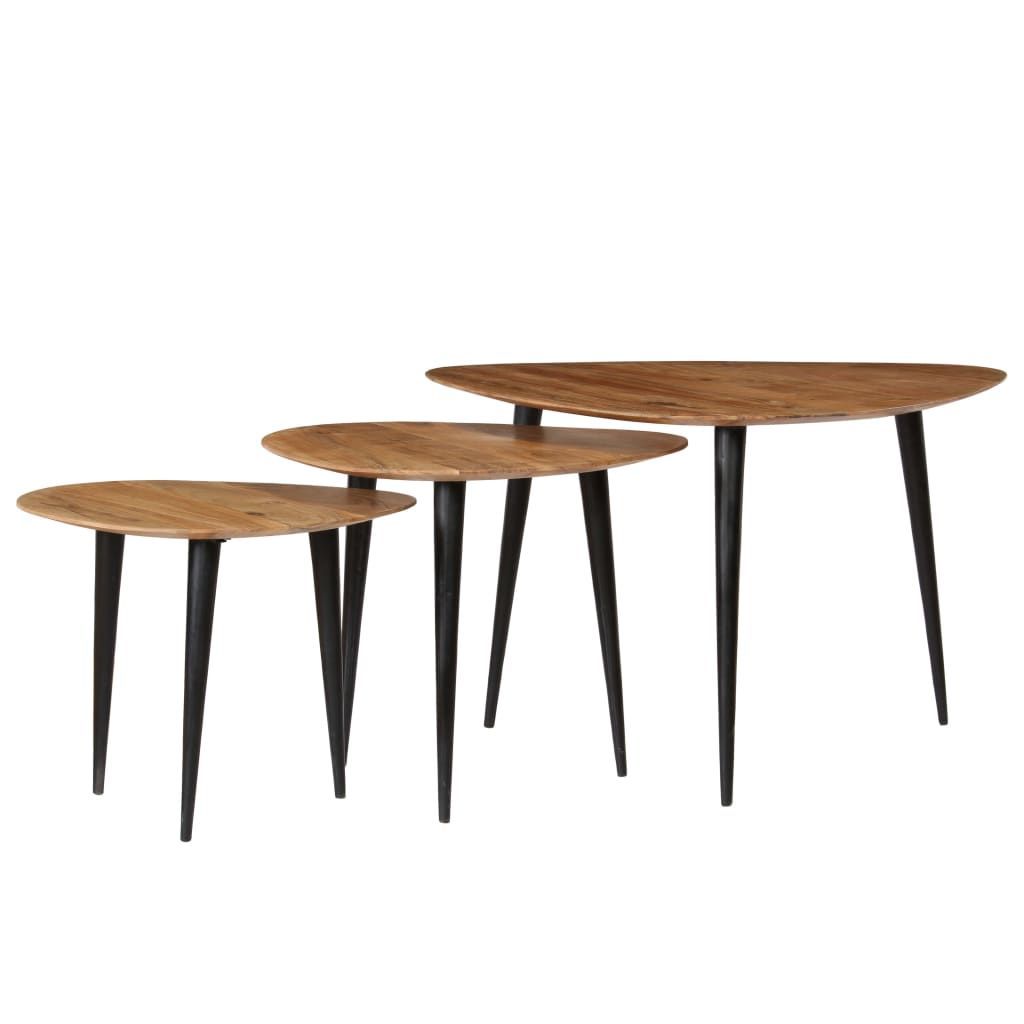 Vidaxl Coffee Table Set 3 Pieces Solid Acacia Wood - House Of Isabella pertaining to Design considerations for multicolor reclaimed wood furniture