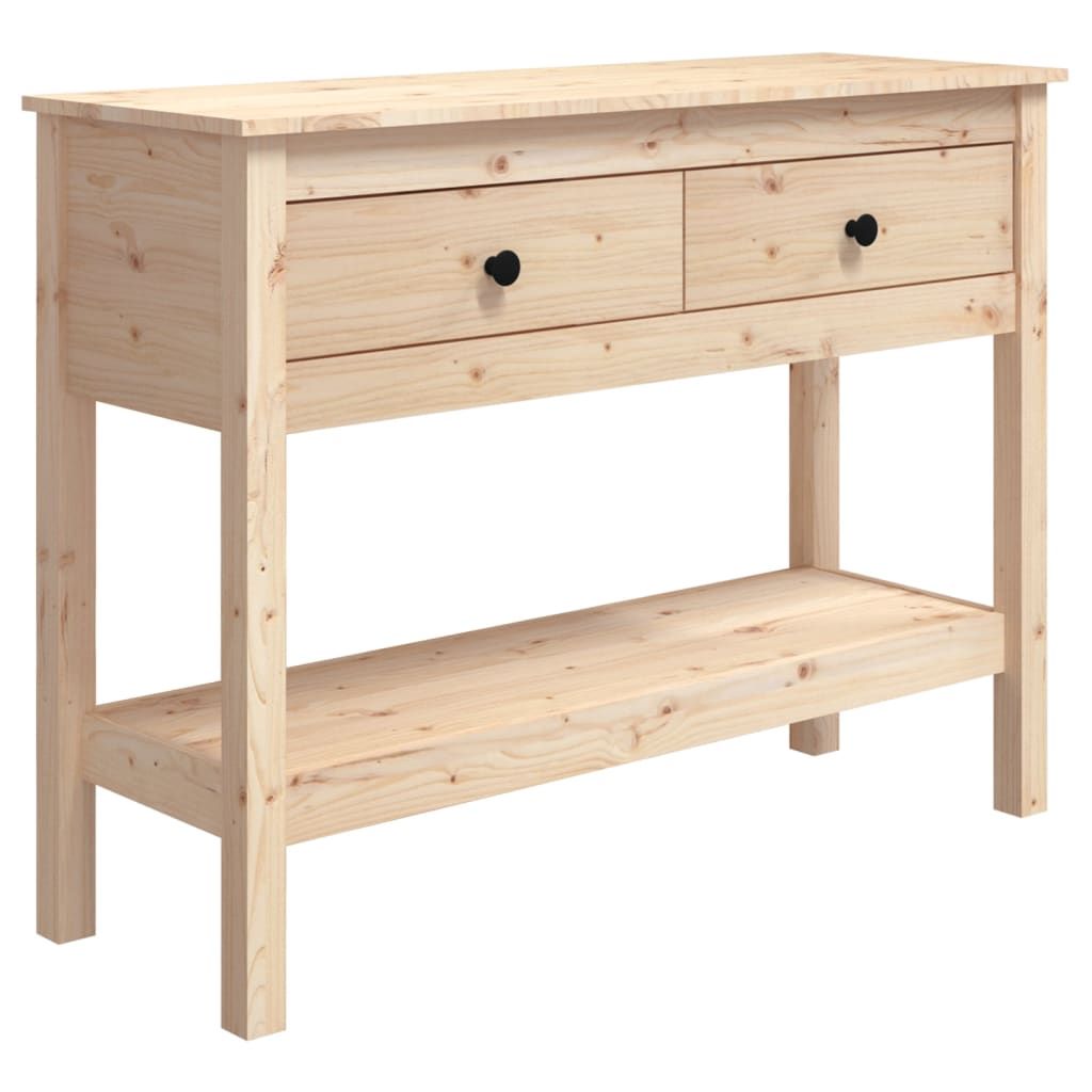 Vidaxl Console Table 100X35X75 Cm Solid Wood Pine | Vidaxl.com.au within Vidaxl Console Table 32.7X11.8X28.7Solid Oak Wood, 247124