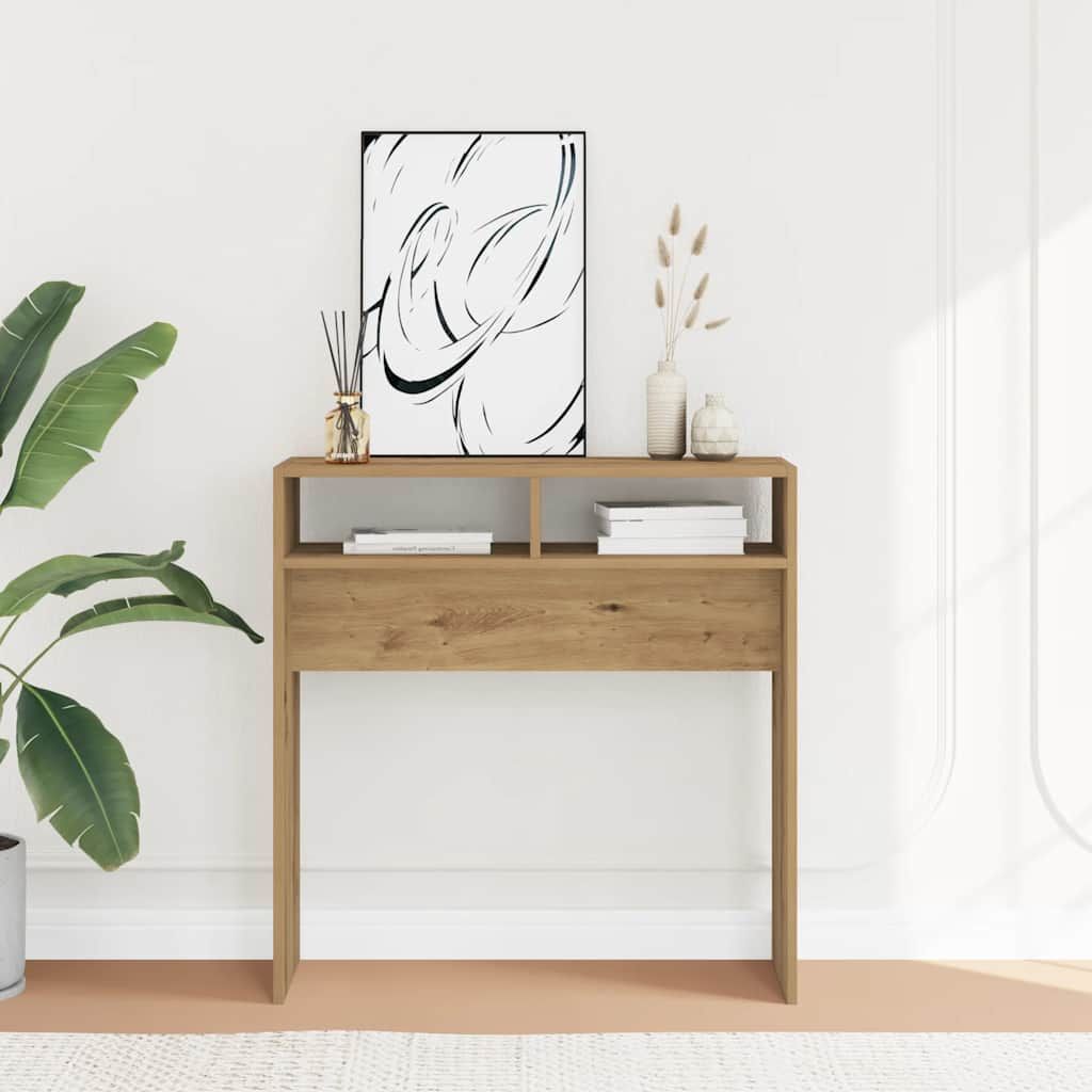 Vidaxl Console Table Artisan Oak 78X30X80 Cm Engineered Wood | Vidaxl.co.uk pertaining to Creating Visual Balance with Console Tables in Entryways and Hallways