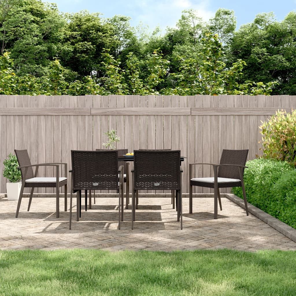 Vidaxl Patio Dining Set Table And Chair With Cushions Poly Rattan And ... for Vidaxl Patio Dining Set 6 Piece Table Chair With Cushions Poly Rattan Brown