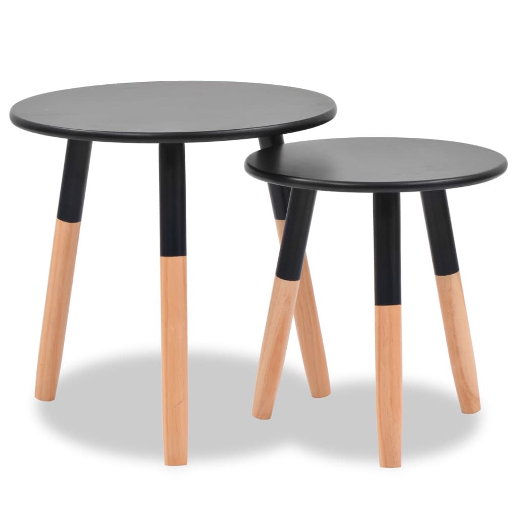 Vidaxl Side Table Set 2 Pieces Solid Pinewood Black | Vidaxl.com throughout Comparing different materials used in modern side table manufacturing