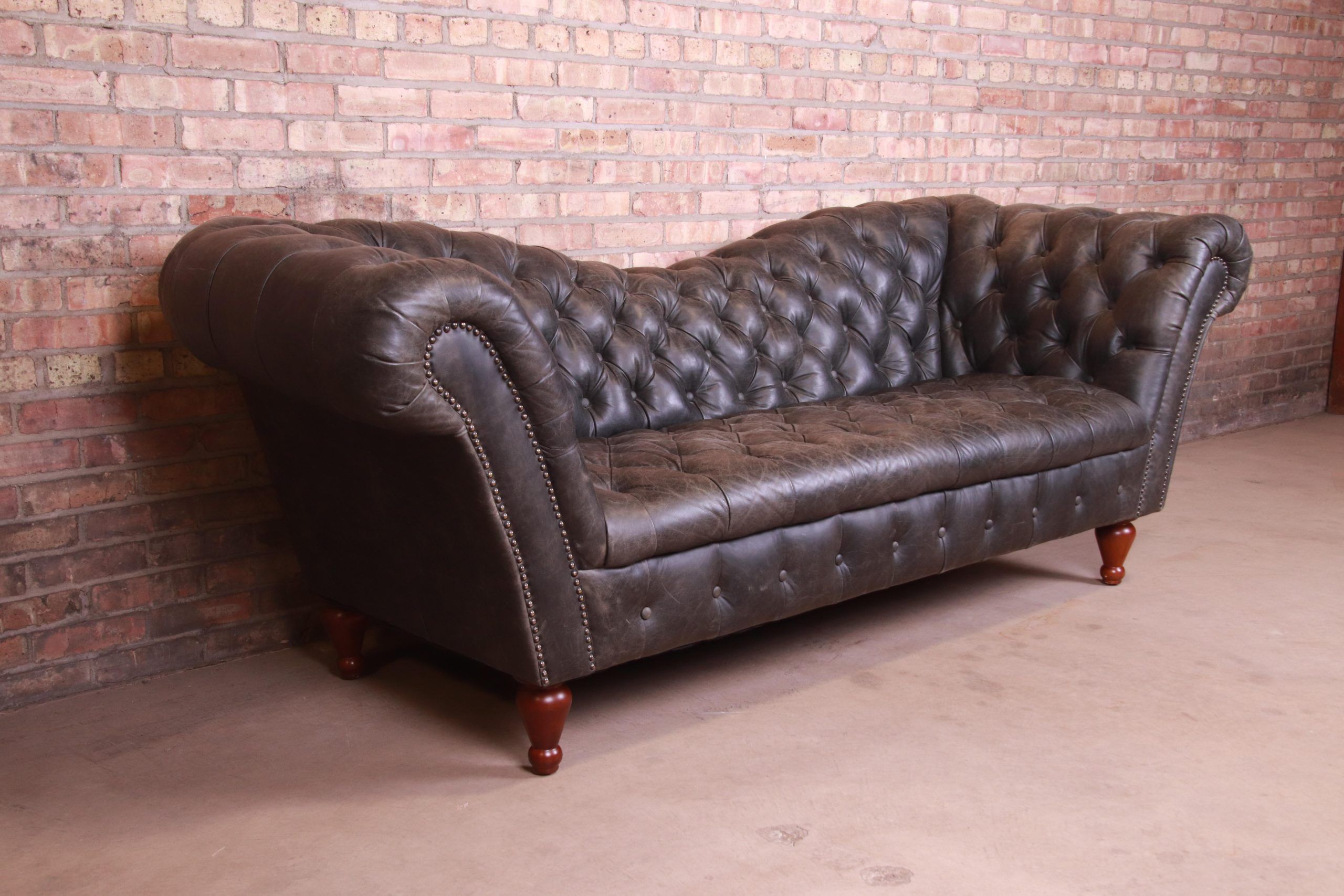 Vintage Reverse Camelback Tufted Leather Chesterfield Sofa At 1Stdibs ... in Environmental Benefits of Vegan Leather vs Traditional Materials in Furniture