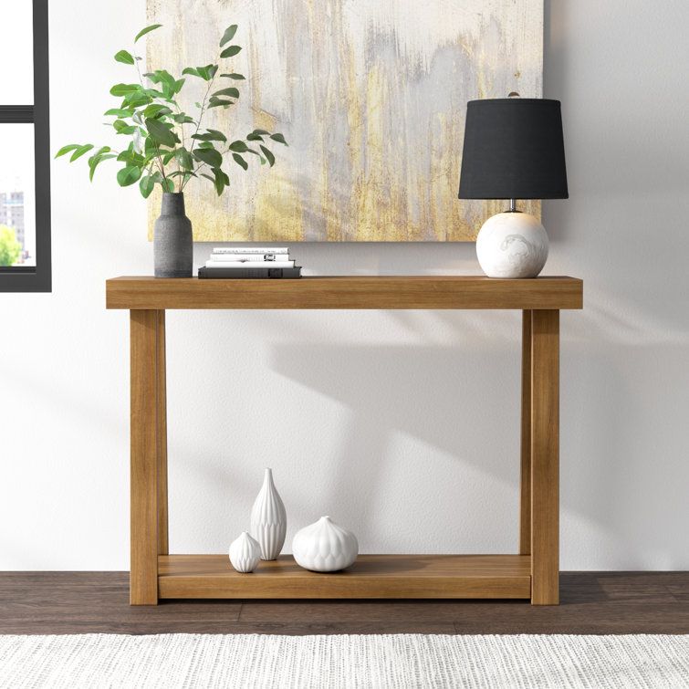 Wade Logan® Bahez Solid Wood Console Table & Reviews | Wayfair intended for Solid Wood Console Table With Butcher Block Top And Elegant Curved Base