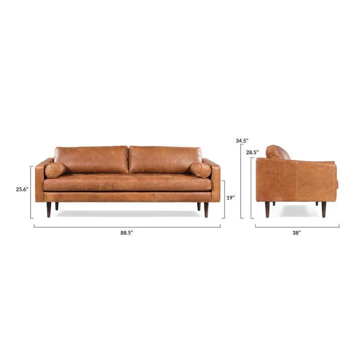 Walnut Finish Napa Sofa In Cognac Tan - Poly &amp;amp; Bark | Sofa, Modern ... pertaining to Understanding the Durability and Care of Poly and Bark Napa Leather Sleeper Sofas