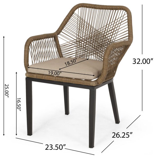 Westara Outdoor Wicker 7 Piece Dining Set With Cushion - Tropical ... throughout Designing outdoor dining spaces with natural wicker furniture