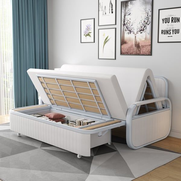 White Modern Sleeper Sofa | Cabinets Matttroy throughout Technology Cloth Sleeper Sofa With Storage, Milky White. Sofa Bed 54X35X35"