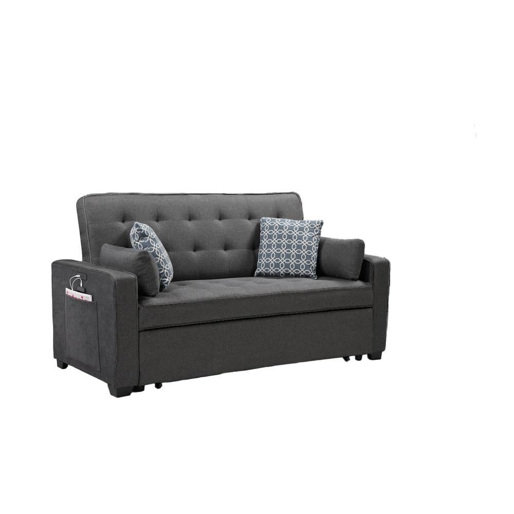 William Modern Gray Fabric Sleeper Sofa With 2 Usb Charging Ports And 4 ... in William Modern Gray Fabric Sleeper Sofa With 2 Usb Charging Ports And 4...