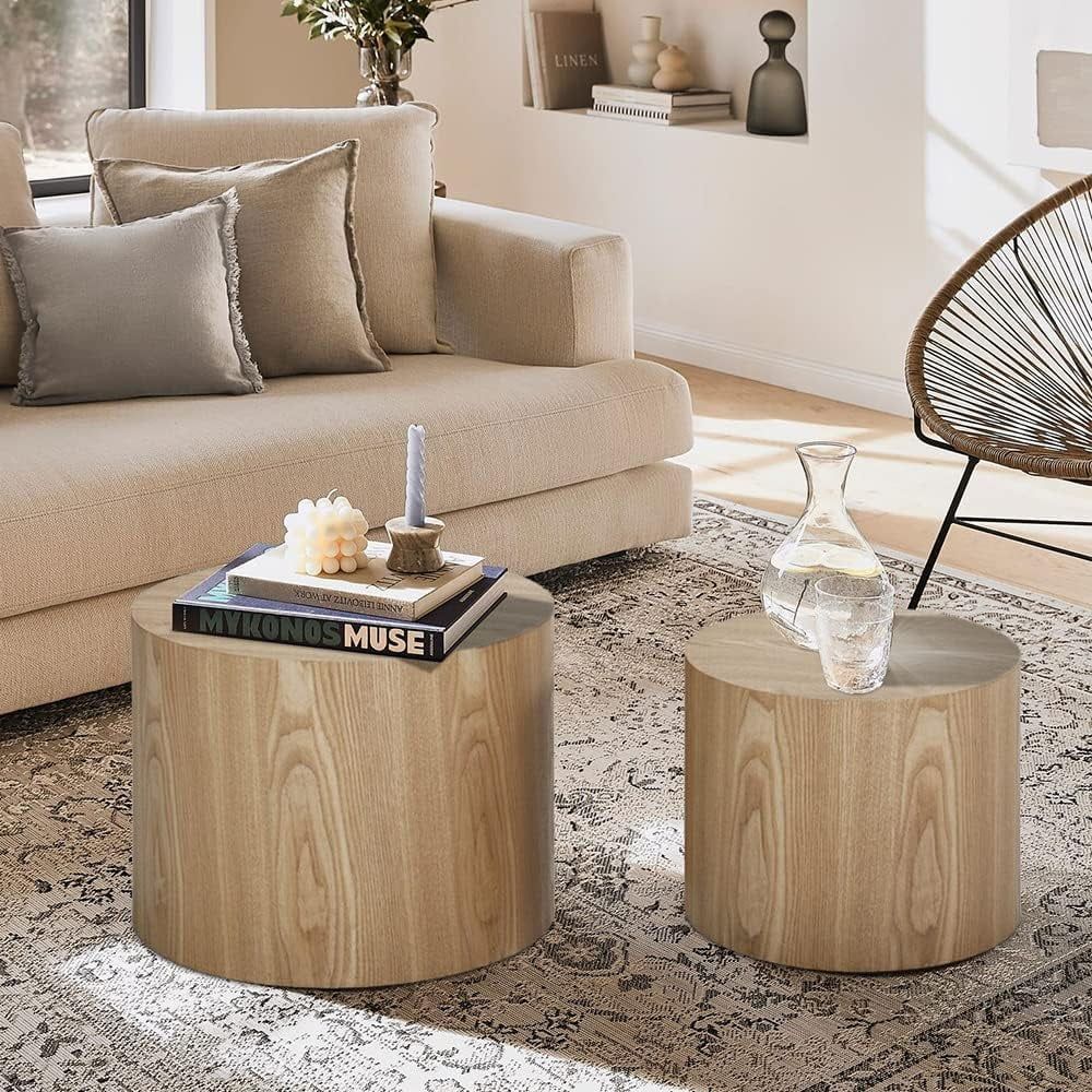 Williamspace Nesting Coffee Table Set Of 2, Round Wooden, Wood Accent ... intended for Curating a Cozy Atmosphere with Your New Wooden Nesting Table Set
