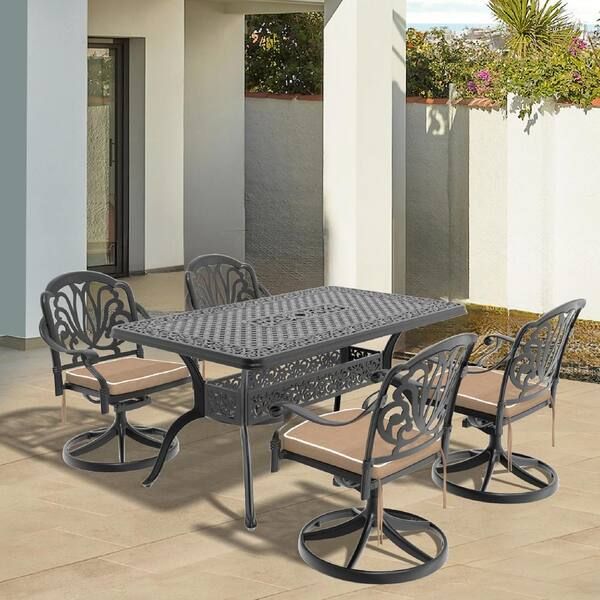 Willit Elizabeth 5-Piece Cast Aluminum Patio Outdoor Dining Set With ... with regard to The evolution of aluminum dining sets from traditional to modern outdoor spaces