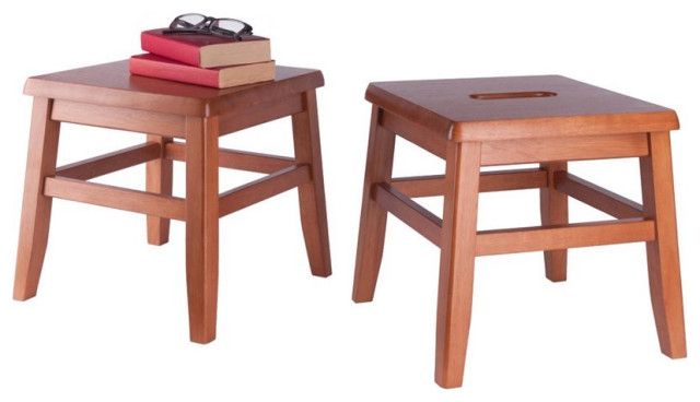 Winsome Kaya Transitional Solid Wood Conductor Stool In Teak (Set Of 2 ... in The art of balancing form and function in wooden stool construction