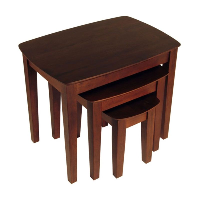 Winsome Wood 3 Piece Nesting Table Set Antique Walnut 94327 in Discover the Artistic Appeal of Mandala Nesting Tables