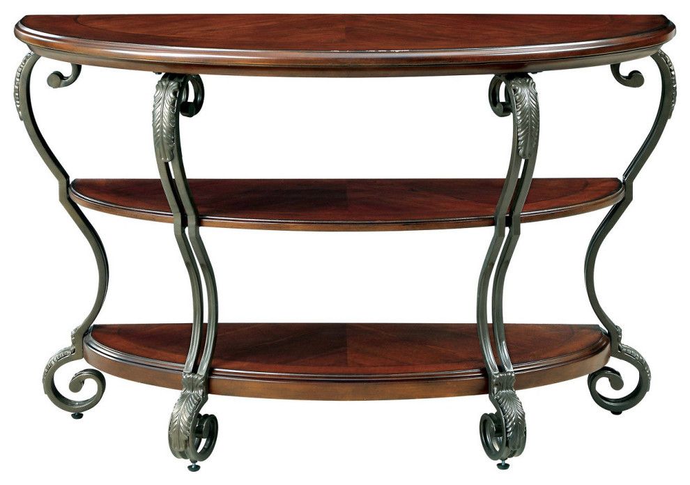 Wooden Sofa Table With Metal Frame, Brown Cherry Finish - Victorian ... with regard to Choosing the Right Wooden Sofa Table With Metal Frame Brown Cherry Finish