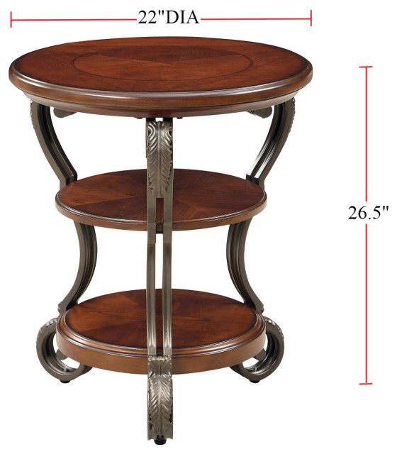 Wooden Table With Metal Frame, Brown Cherry Finish - Victorian - Side ... with regard to Choosing the Right Wooden Sofa Table With Metal Frame Brown Cherry Finish