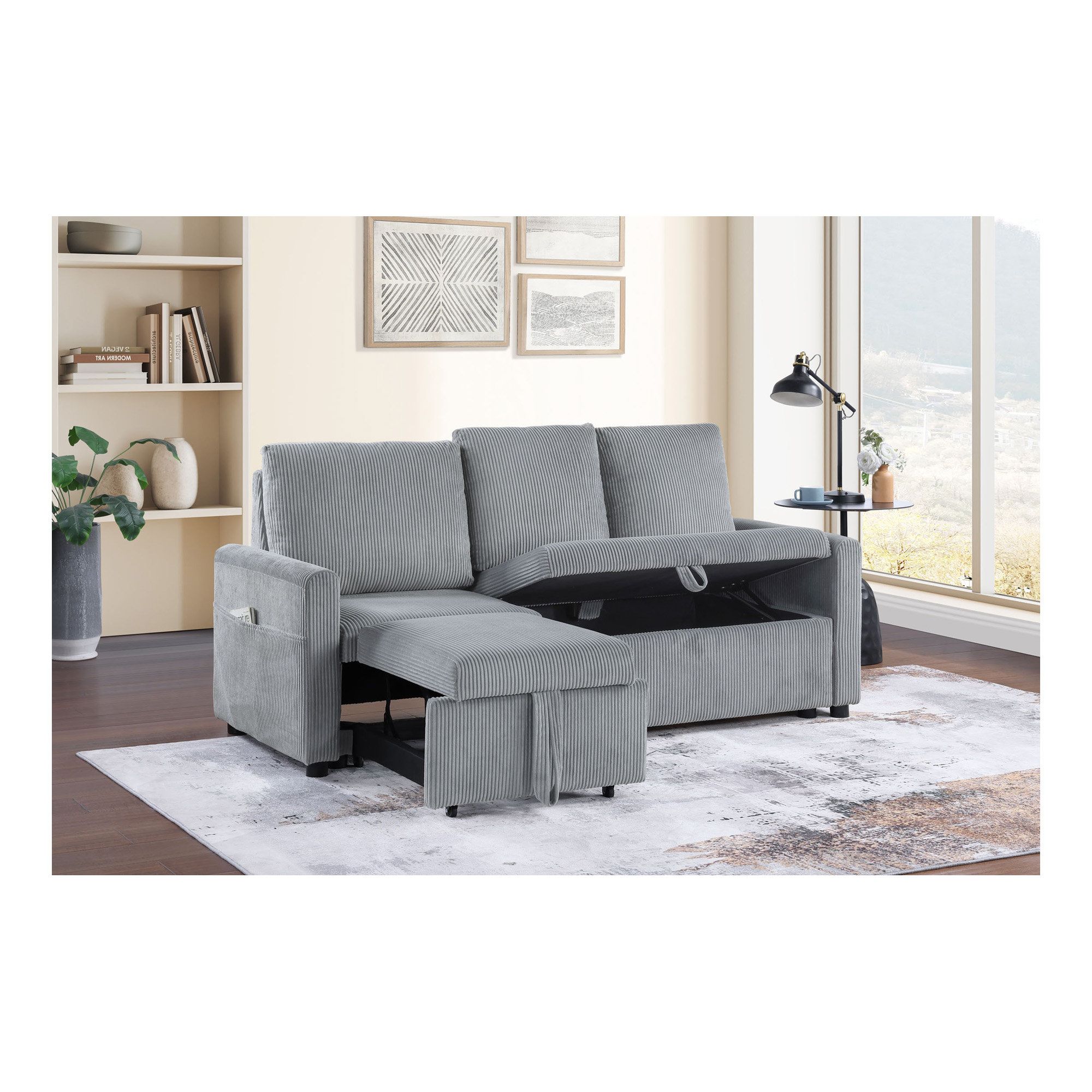 Wrought Studio Genesis Black Pvc Fabric Sofa Loveseat Living Room Set ... intended for The Evolution of Sleeper Sectionals in Modern Interior Design