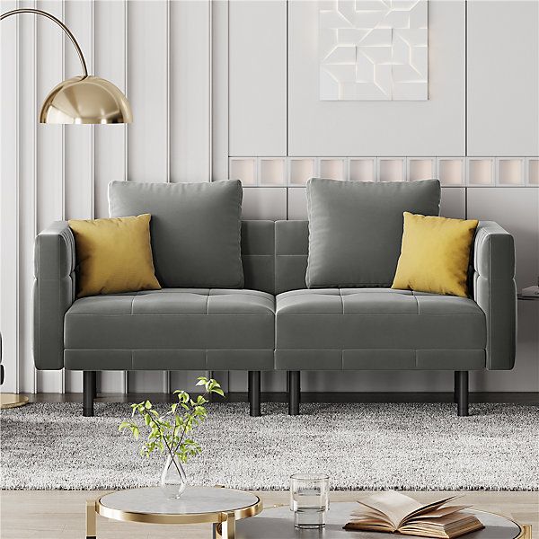 Yaheetech 2 Seater Velvet Convertible Sofa Bed With 4 Pillows - Grey intended for Care and Maintenance Tips for Your Siena Velvet Convertible Sleeper Sofa