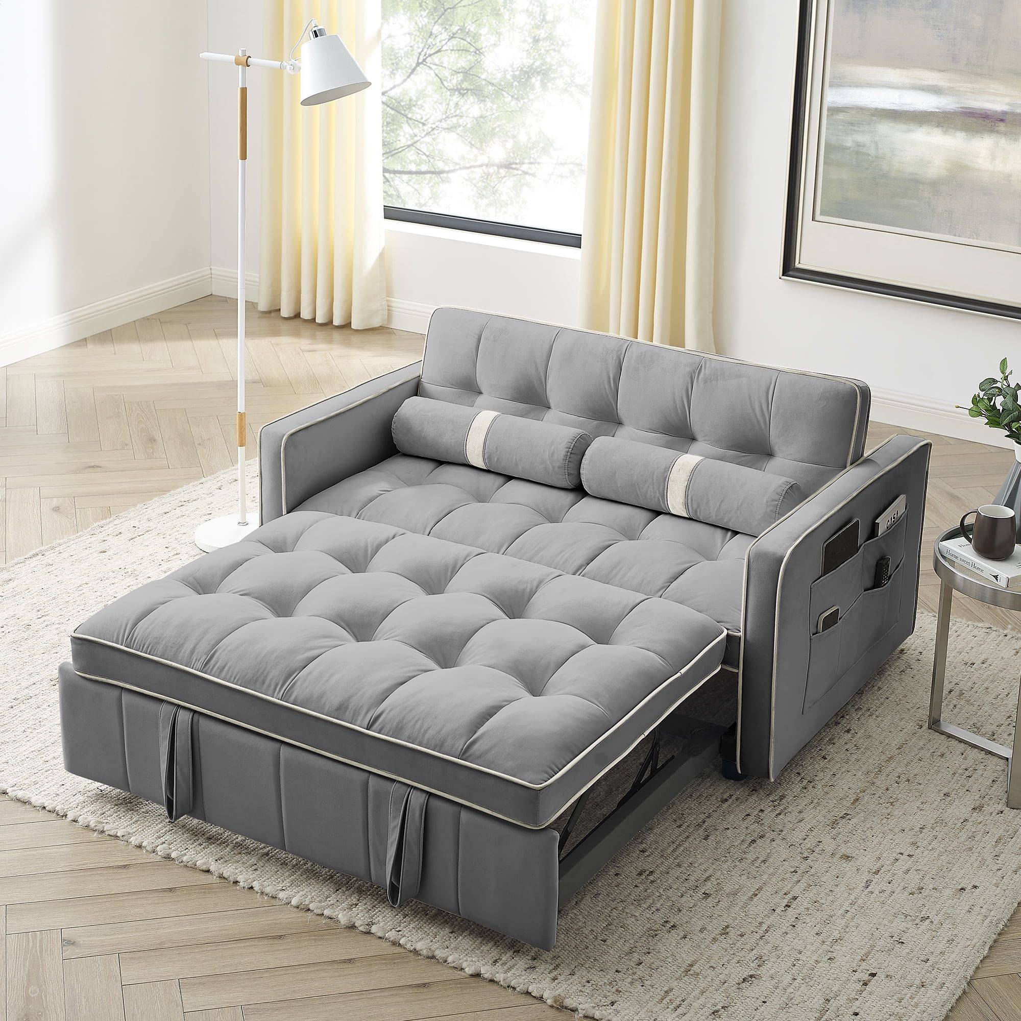 Zechuan Convertible Sofa Bed With Pull-Out Bed - Living Room Sleeper ... intended for Dickinson Convertible Studio Sofa With Pull-Out Bed, Cobblestone