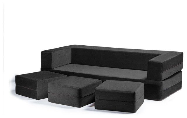 Zipline Convertible Sleeper Sofa With 3 Ottomans, 3-Piece Set - Contemporary - Sleeper Sofas ... throughout Creating Cozy Corners Exploring the Zipline Convertible Sofa with Ottomans