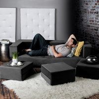 Zipline Convertible Sleeper Sofa With 3 Ottomans, 3-Piece Set ... throughout Zipline Convertible Sleeper Loveseat With 2 Ottomans, 3-Piece Set, Pewter