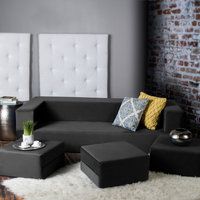 Zipline Convertible Sleeper Sofa With 3 Ottomans, 3-Piece Set ... within Zipline Convertible Sleeper Loveseat With 2 Ottomans, 3-Piece Set, Pewter