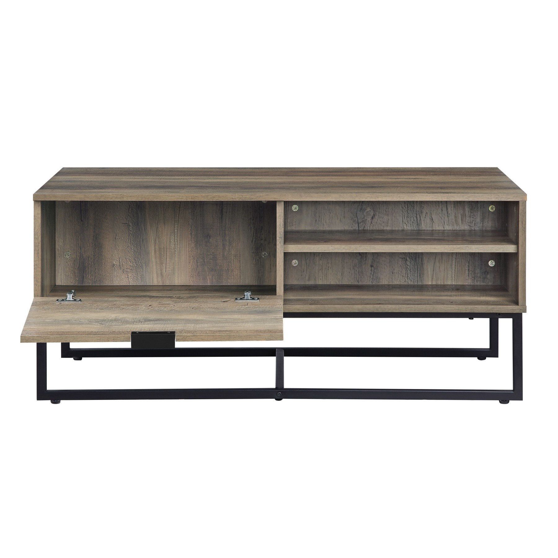 17 Stories Acme Homare Coffee Table, Rustic Oak & Black Finish | Wayfair for Acme Furniture Acme Ensata Ii Side Pier, Cabinet, Rustic Oak And Black Finish