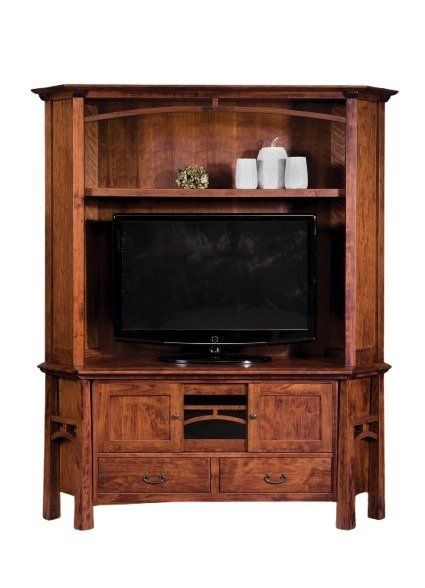 2-Piece Mission Corner Entertainment Cabinet From Dutchcrafters Amish in Eagle Furniture 40&amp;quot; Mission Corner Entertainment Console, Dark Oak