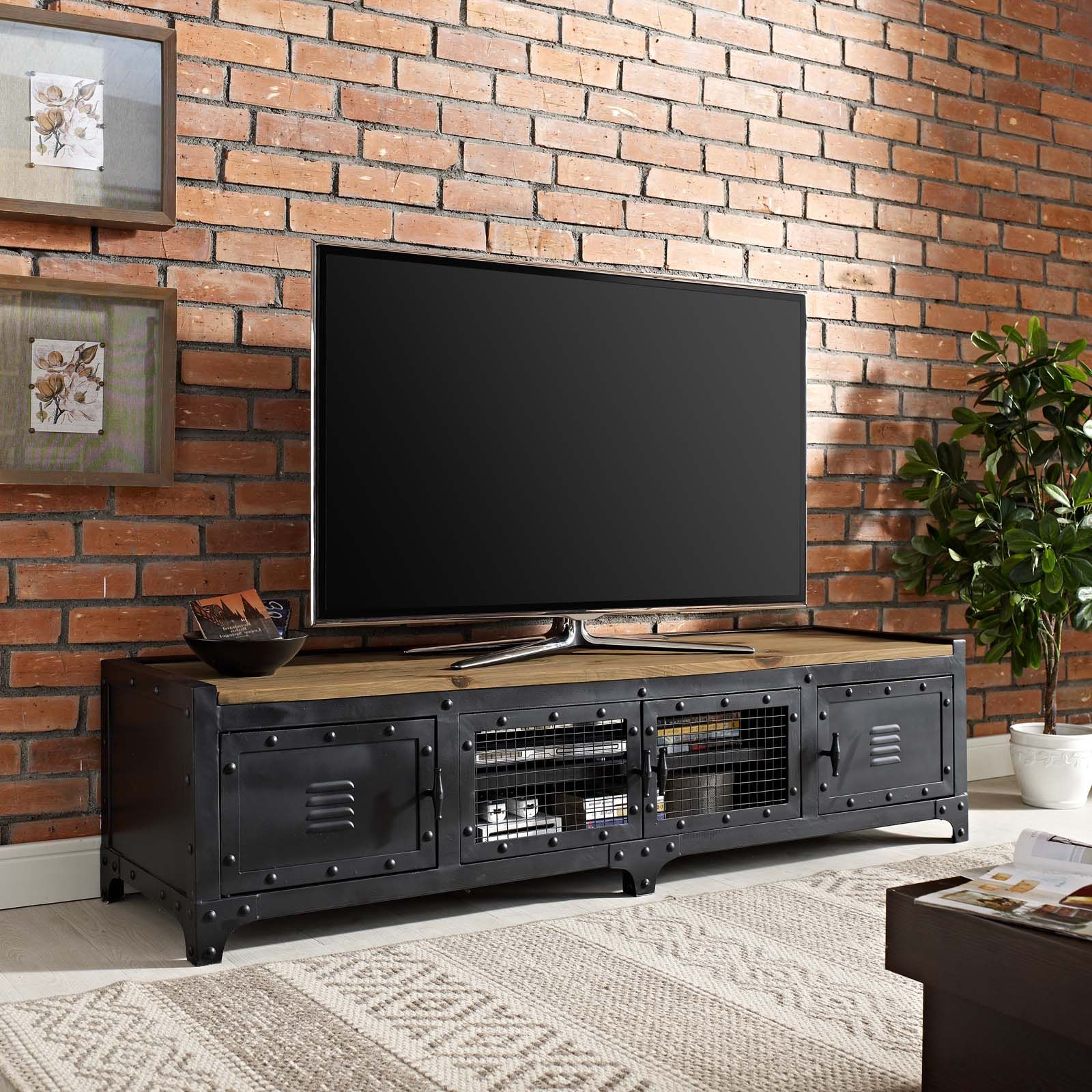 2025 Best Of Stylish And Functional: Choosing A Silver/Black Tv Stand ... inside Modway Nexus Metal & Wood Tv Stand For Tvs Up To 65" In Black And Walnut