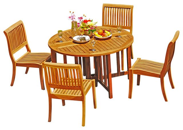 5-Piece Outdoor Patio Dining Set, 48&amp;quot; Butterfly Table, 4 Arbor Stacking ... within Designing outdoor living spaces with teak furniture longevity