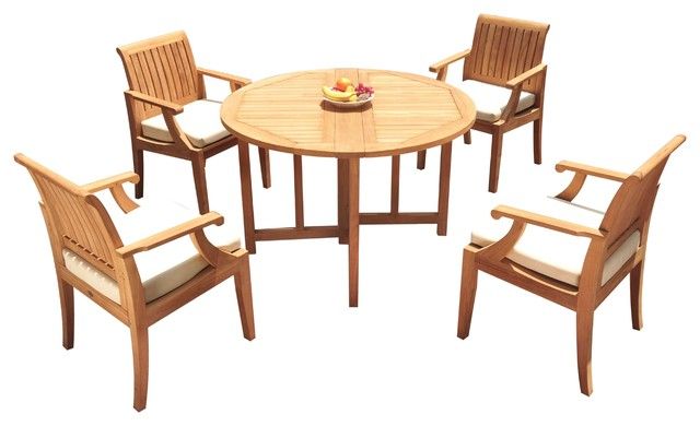 5-Piece Outdoor Patio Teak Dining Set - 48&amp;quot; Butterfly Table &amp;amp; 4 Lagos ... regarding Designing outdoor living spaces with teak furniture longevity