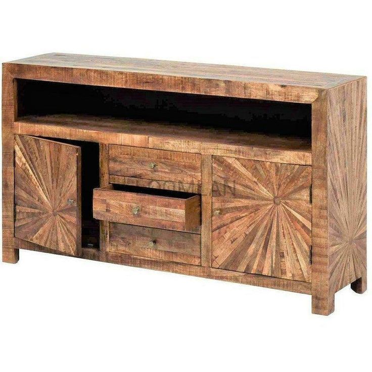 65" Slim Sunburst 3 Drawers Tv Stand | Rustic Tv Stand, Reclaimed Wood ... with regard to How to Choose the Right Media Console for Your Living Space